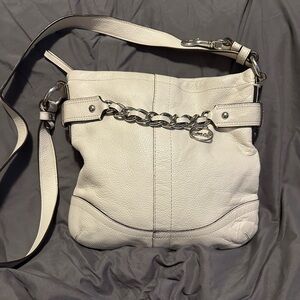 Coach Cream Crossbody Bag with Chain Detail
